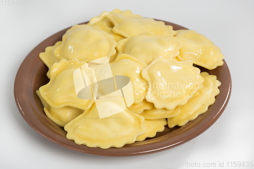 Image of vareniks with cheese are Ukrainian foods closeup Isolated on white background