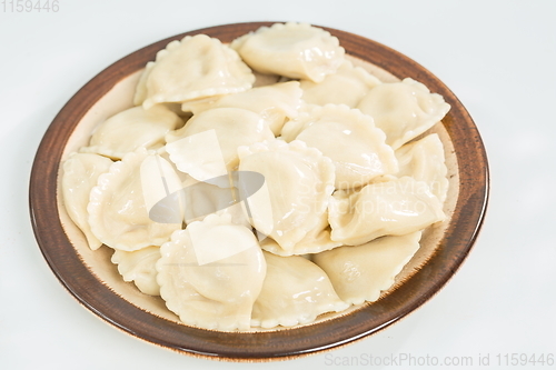 Image of vareniks with cheese are Ukrainian foods closeup Isolated on white background