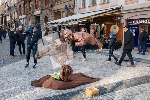 Image of Peoples on the famous advent Christmas market at Wenceslas square