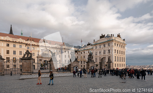 Image of Tourists crowds in front of the Prague Castle