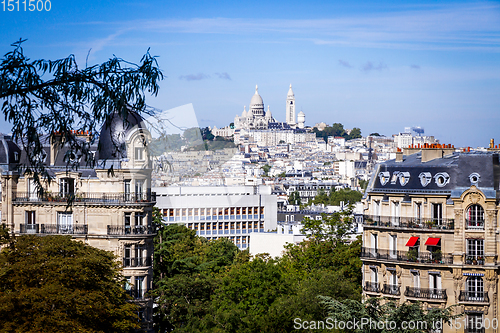 Image of Paris city aerial view from the Buttes-Chaumont, Paris
