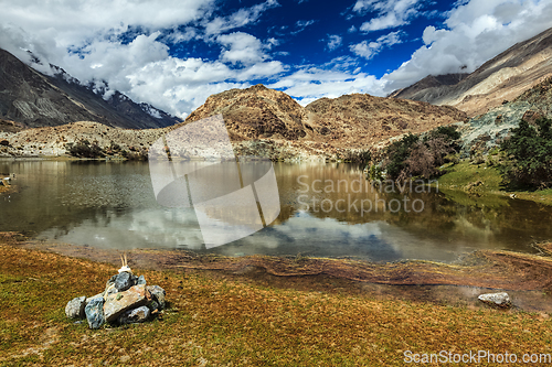 Image of Lohan Tso mountain lake. Nubra valley, Ladakh, India