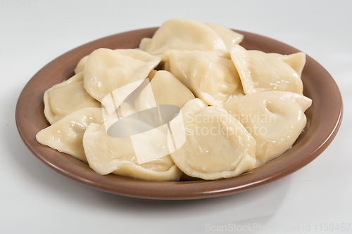 Image of vareniks with cheese are Ukrainian foods closeup Isolated on white background