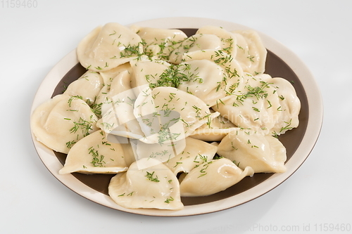 Image of vareniks with cheese are Ukrainian foods closeup Isolated on white background