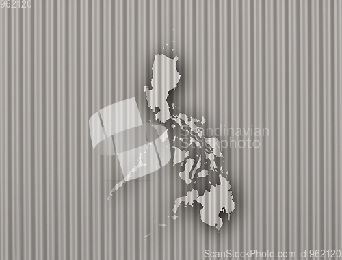 Image of Map of the Philippines on corrugated iron