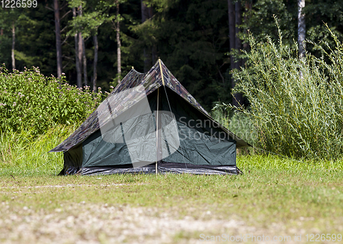 Image of tent in forest