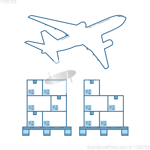 Image of Boxes On Pallet Under Airplane