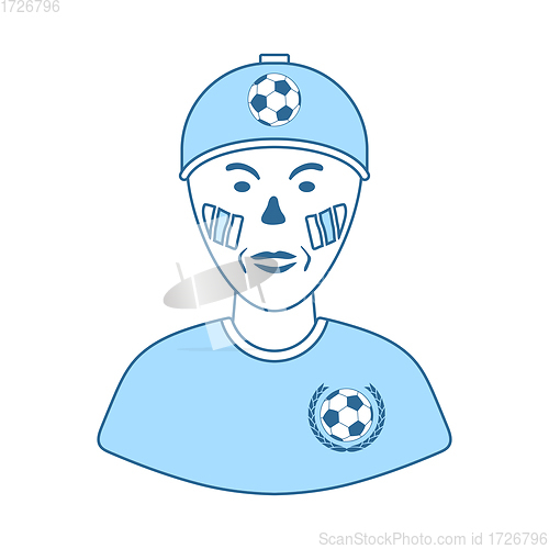 Image of Football Fan With Painted Face By Italian Flags Icon