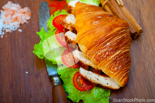 Image of savory croissant brioche bread with chicken breast