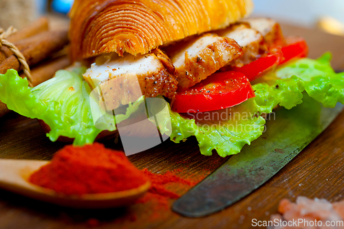 Image of savory croissant brioche bread with chicken breast