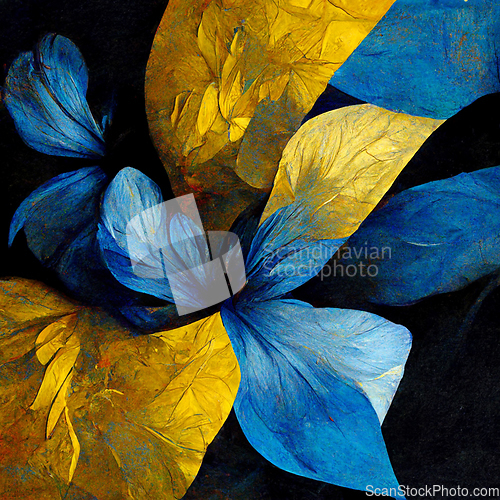 Image of Blue and yellow abstract flower Illustration for prints, wall ar