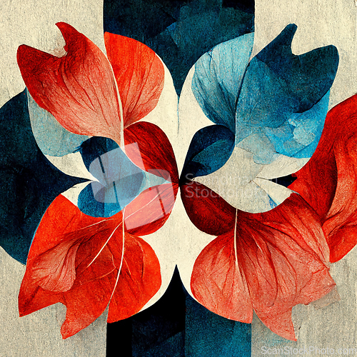 Image of Blue and red abstract flower Illustration for prints, wall art, 