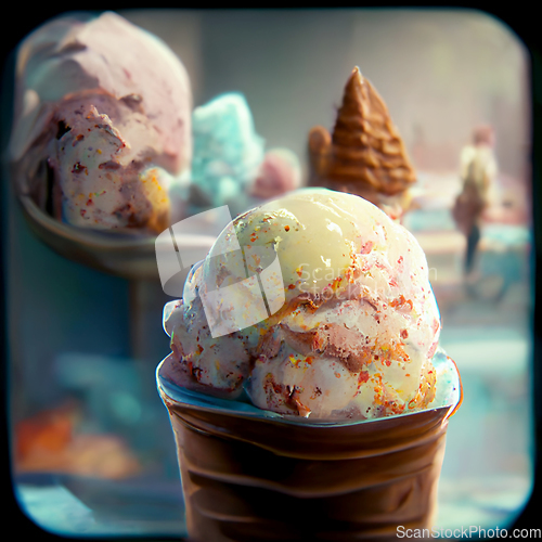 Image of Colorful ice cream. Abstract creative summer concept. Ice cream 
