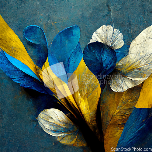 Image of Blue and yellow abstract flower Illustration.