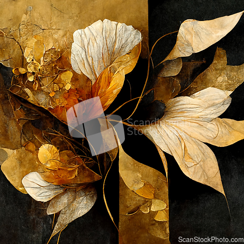 Image of Golden, yellow and black abstract flower Illustration.