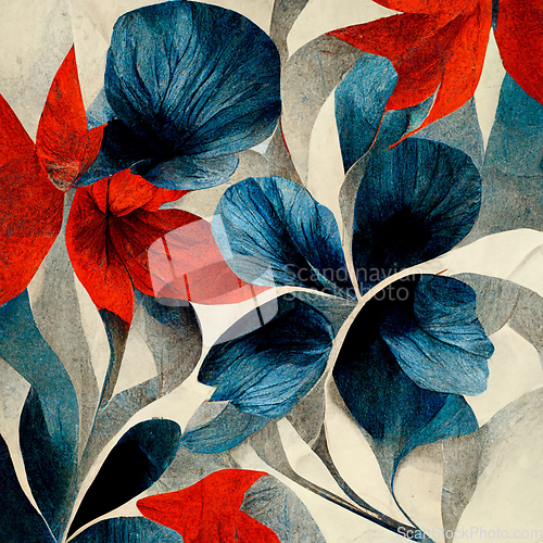 Image of Blue and red abstract flower Illustration.