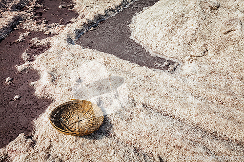 Image of Empty basket at salt mine