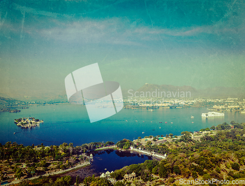 Image of Aerial view of Lake Pichola, Udaipur, Rajasthan, India