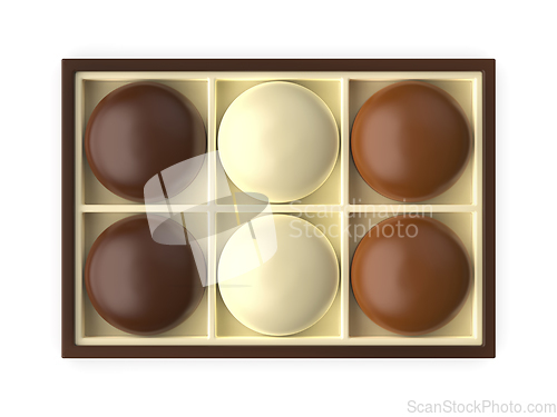 Image of Box with chocolate coated marshmallows