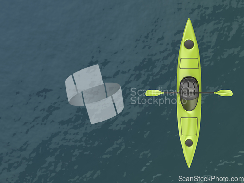 Image of Green plastic kayak on water