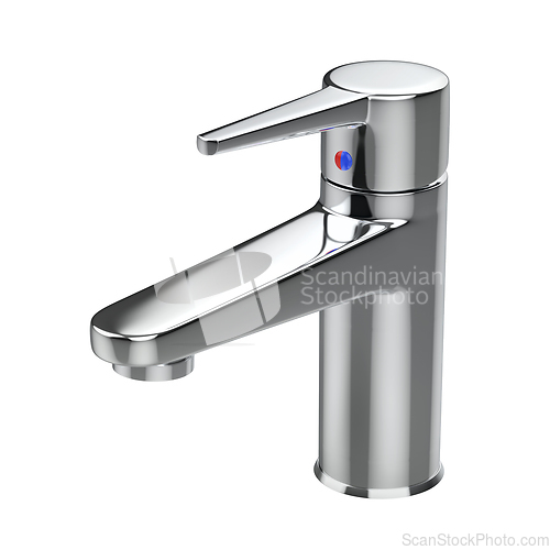 Image of Modern bathroom faucet with chrome finishing