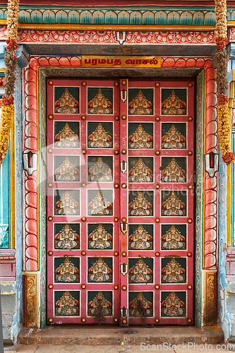 Image of Hindu temple gates. Sri Ranganathaswamy Temple. Tiruchirappalli