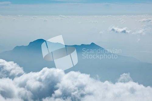 Image of Mountains in clouds. Kodaikanal, Tamil Nadu