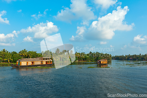 Image of Houseboat on Kerala backwaters, India