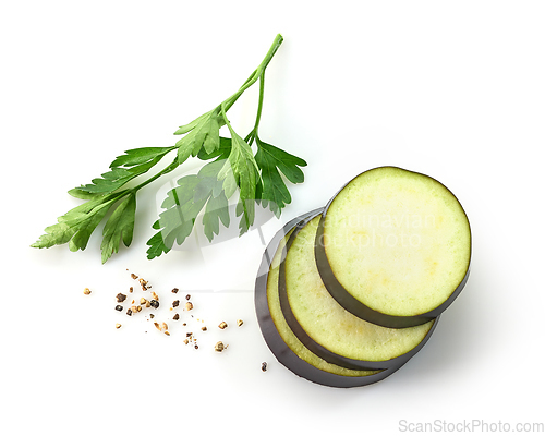 Image of aubergine slices and parsley