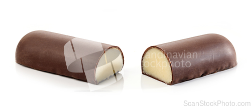 Image of marzipan pieces on white background