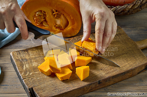 Image of sliced fresh pumpkin