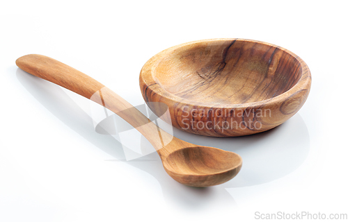 Image of empty wooden bowl and spoon