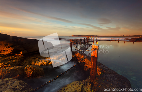 Image of Morning light at Mahon rock pool Australia