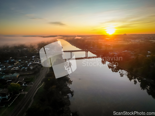 Image of Fog rolling in over the Nepean River just after sunrise