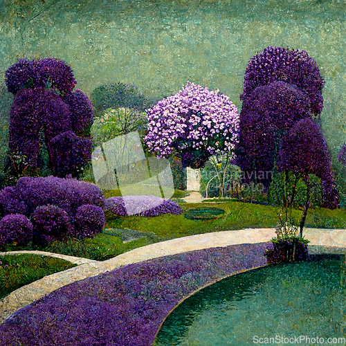 Image of Lilac garden, beautiful flowers. Beauty in nature. Beautiful lil