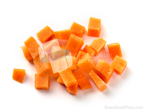 Image of fresh raw carrot cubes