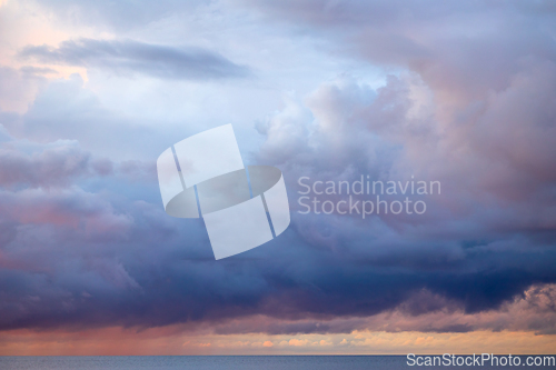 Image of stormy clouds at sunset