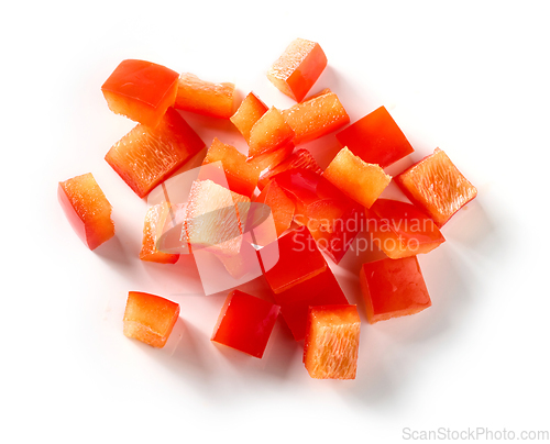 Image of red paprika cubes