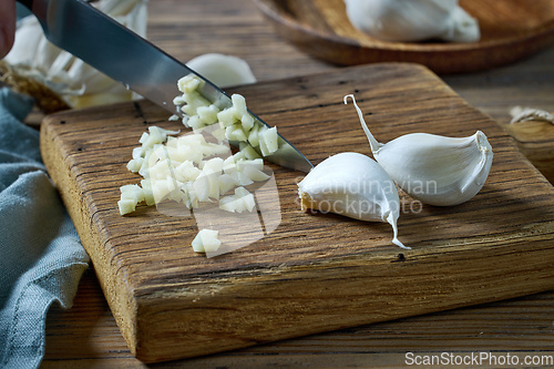 Image of fresh raw chopped garlic