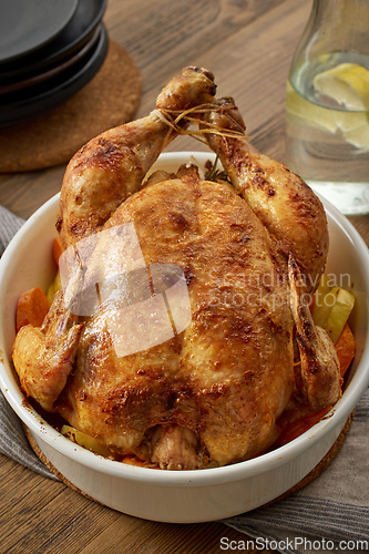 Image of roasted chicken and vegetables