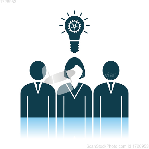 Image of Corporate Team Finding New Idea With Woman Leader Icon