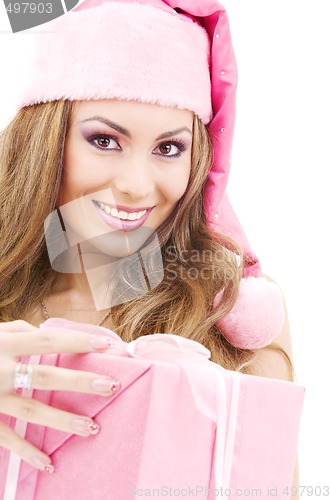 Image of happy santa helper with gift box