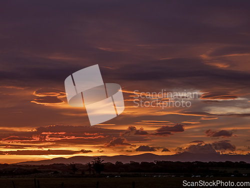 Image of Sunrise and Lenticular Clouds