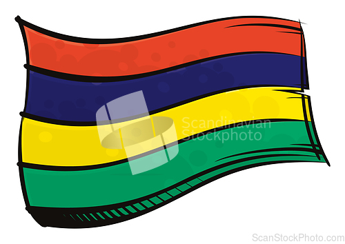 Image of Painted Mauritius flag waving in wind