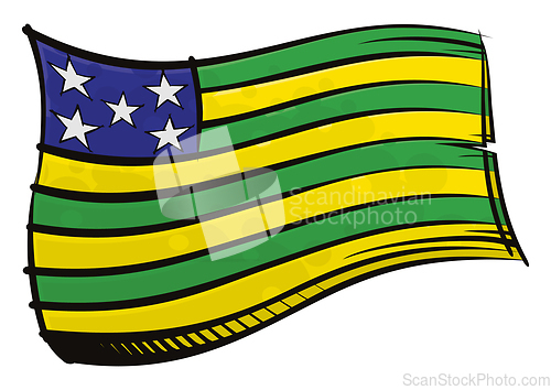 Image of Painted Goias flag waving in wind