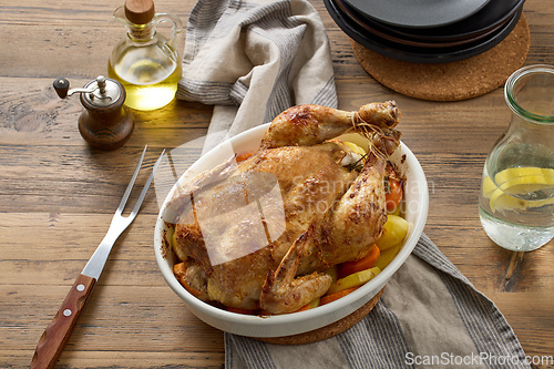 Image of roasted chicken and vegetables