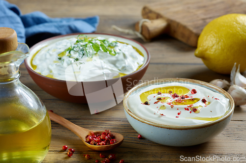 Image of bowls of sour cream or greek yogurt