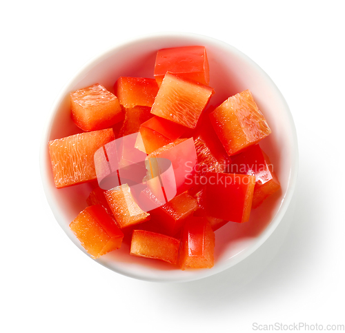 Image of bowl of sliced red paprika