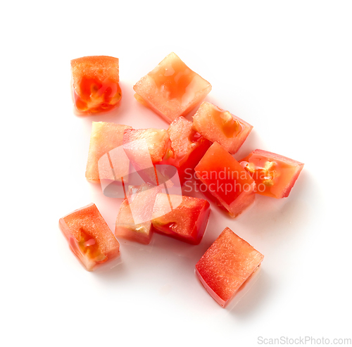 Image of fresh raw tomato cubes