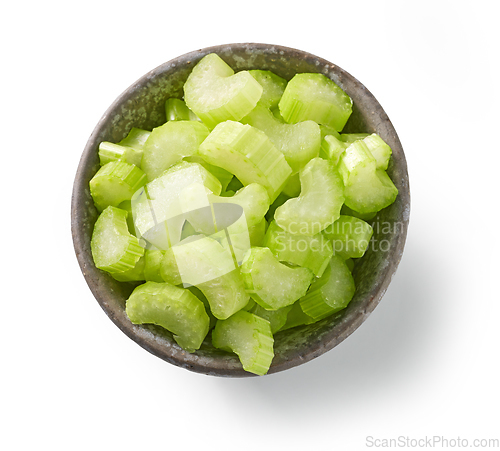 Image of bowl of chopped celery sticks
